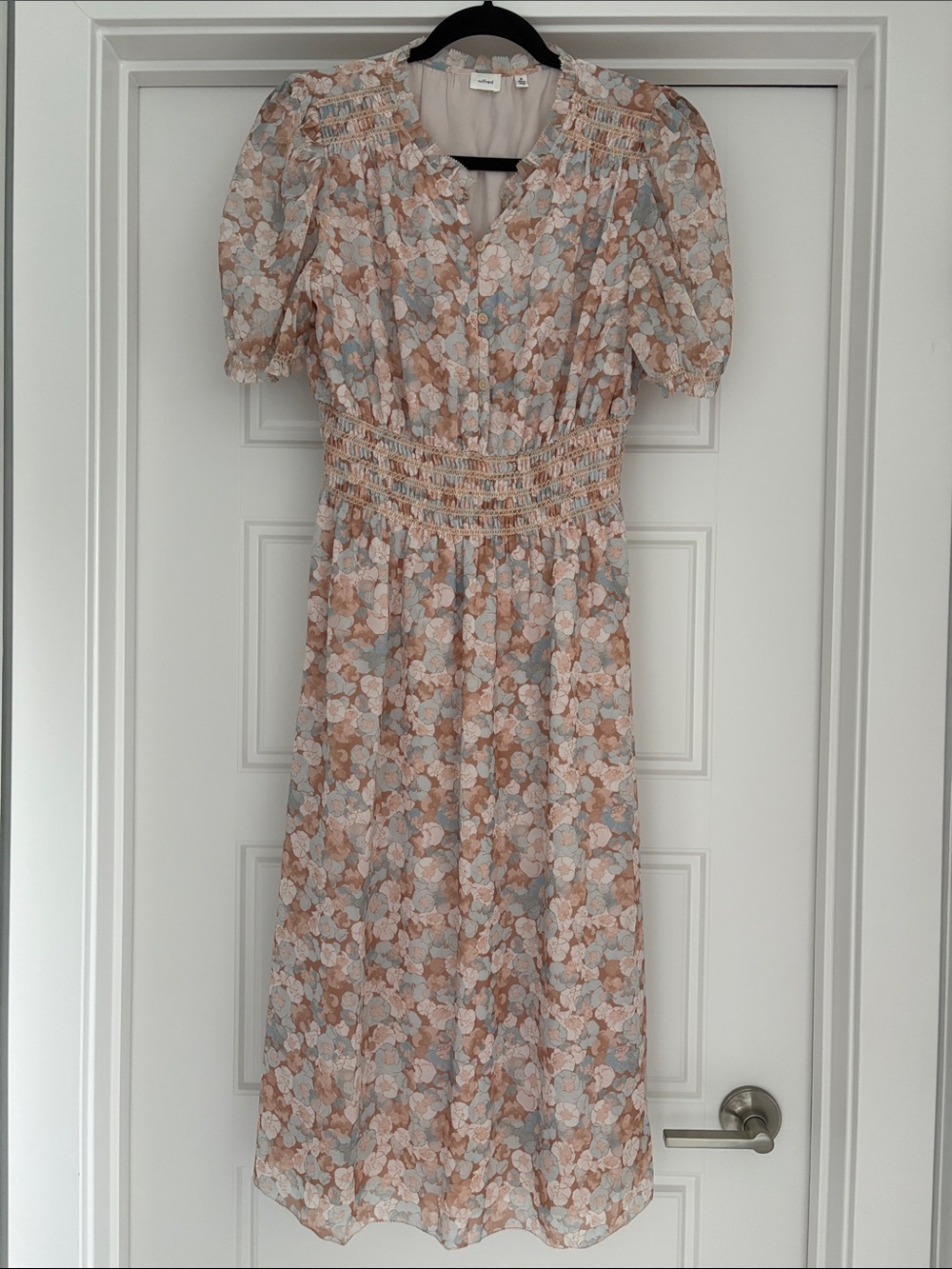 Wilfred Boho Floral Smocked Waist Lined Floral Midi Dress – Size M - Picture 2 of 11